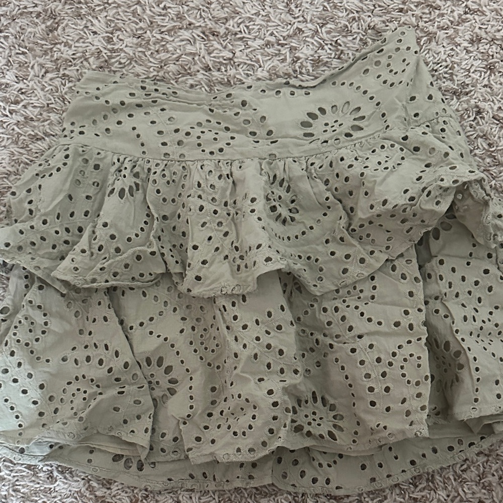 Express Olive Eyelet Mini Skirt